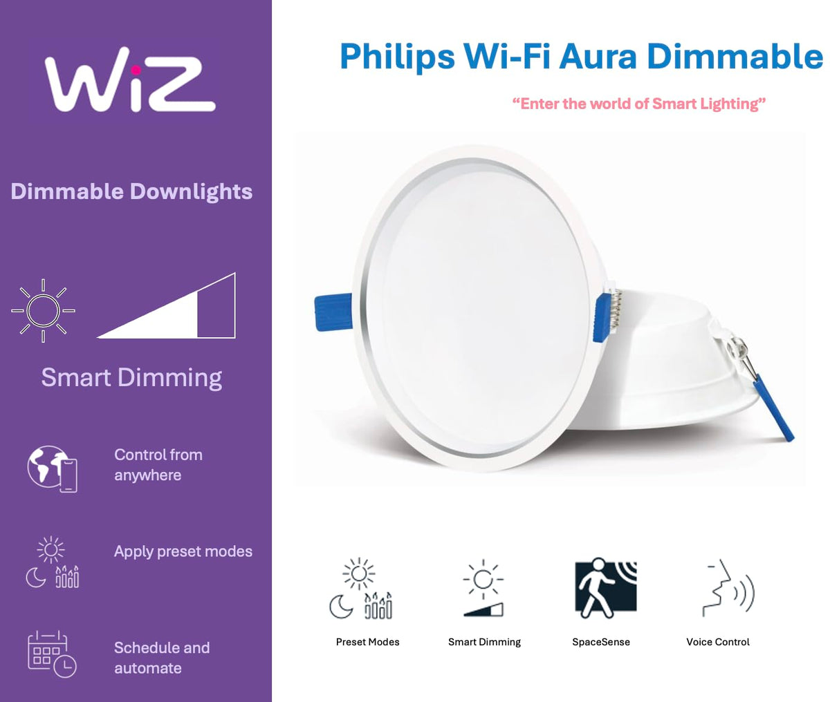 Philips Wi-Fi Aura Dimmable 15W Downlight compatable with Alexa