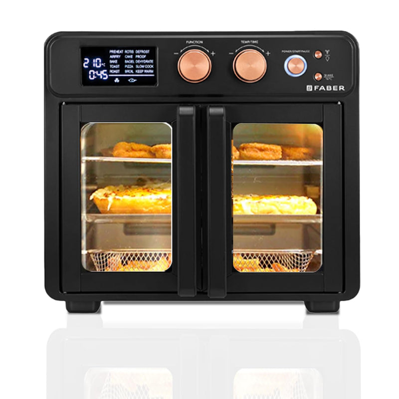 Faber Air Fryer Oven 20L,1500 Watts, Digital Control, Bake Tray, SS Wire Tray & Basket, Crumb Tray, | 15 Preset Auto Program | Bake,Roast,Fry,Toast,Defrost | FAO 20L BK 15DF