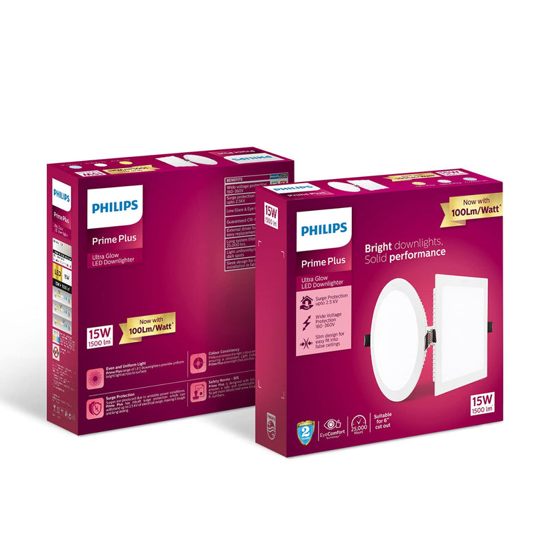 Philips 15W Round AP Plus UltraGlow LED DL Recessed LED Panel Ceiling Light (Pack of 4,Warm White)-Plastic