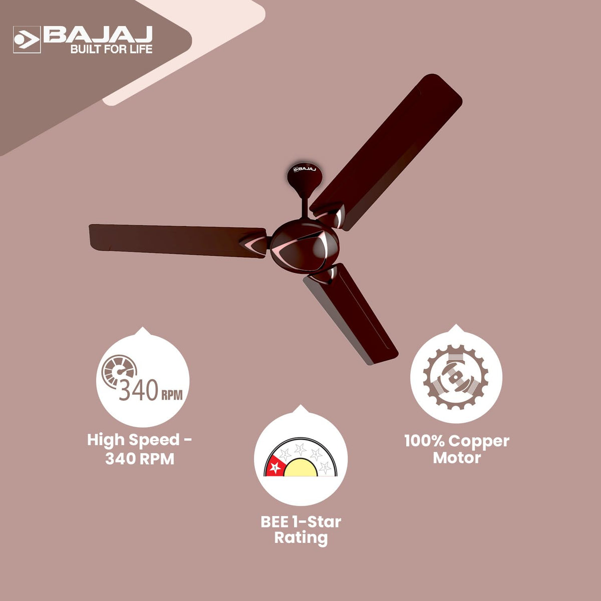 Bajaj Glide EE 1200 mm BEE Star Rated Ceiling Fan (Red Wine)-3