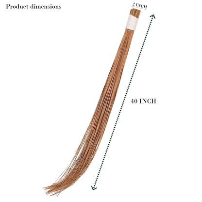 Zureni Traditional Coconut Broom Stick Leaf Grass 45 inchs Long Broomstick Washable Seekh Jhaadu with Firm & Comfortable Grip Ideal for Wet Surface Cleaning (1 Pc, 400 Gm, Random Colors)