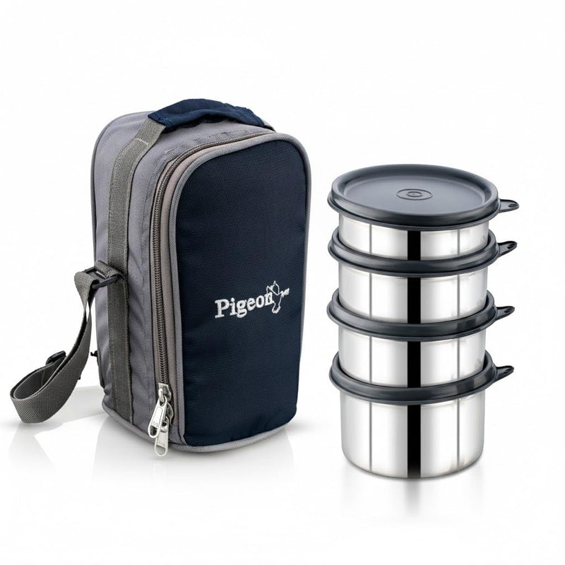 Pigeon Vibe Stainless Steel Lunch Box | SS Tiffin Box with Leak-Proof Airtight Lid