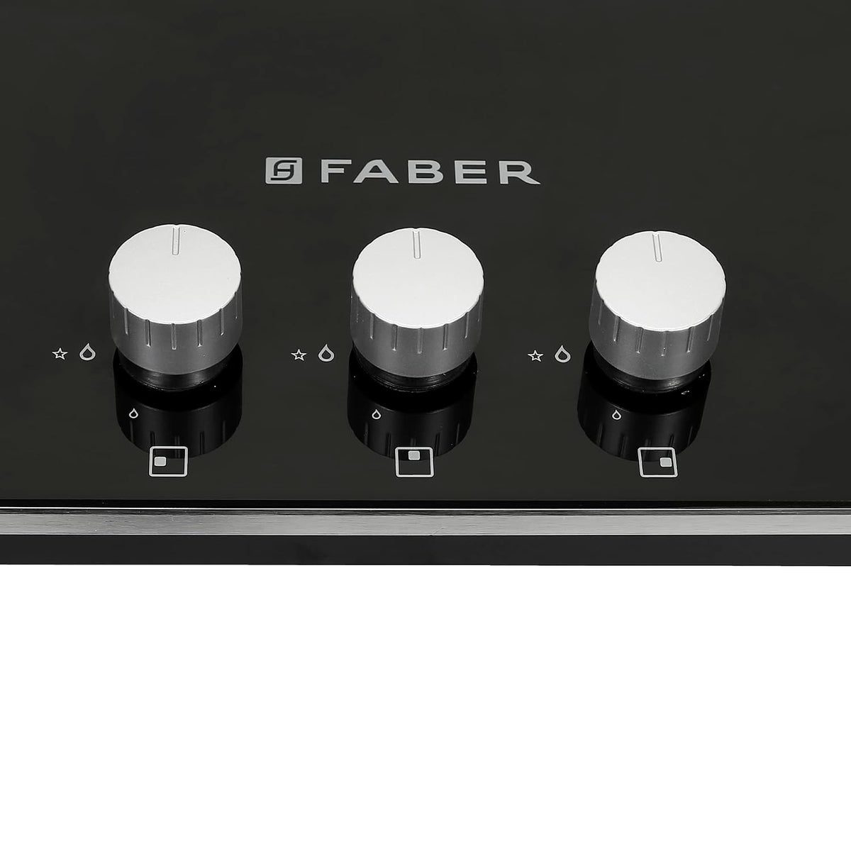 Faber Hob/Hobtop 3 Brass Burner, Electric Auto Ignition, Glass Top(HOB Orion 753 HD BB EBK) Black