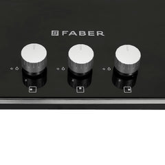 Faber Hob/Hobtop 3 Brass Burner, Electric Auto Ignition, Glass Top(HOB Orion 753 HD BB EBK) Black