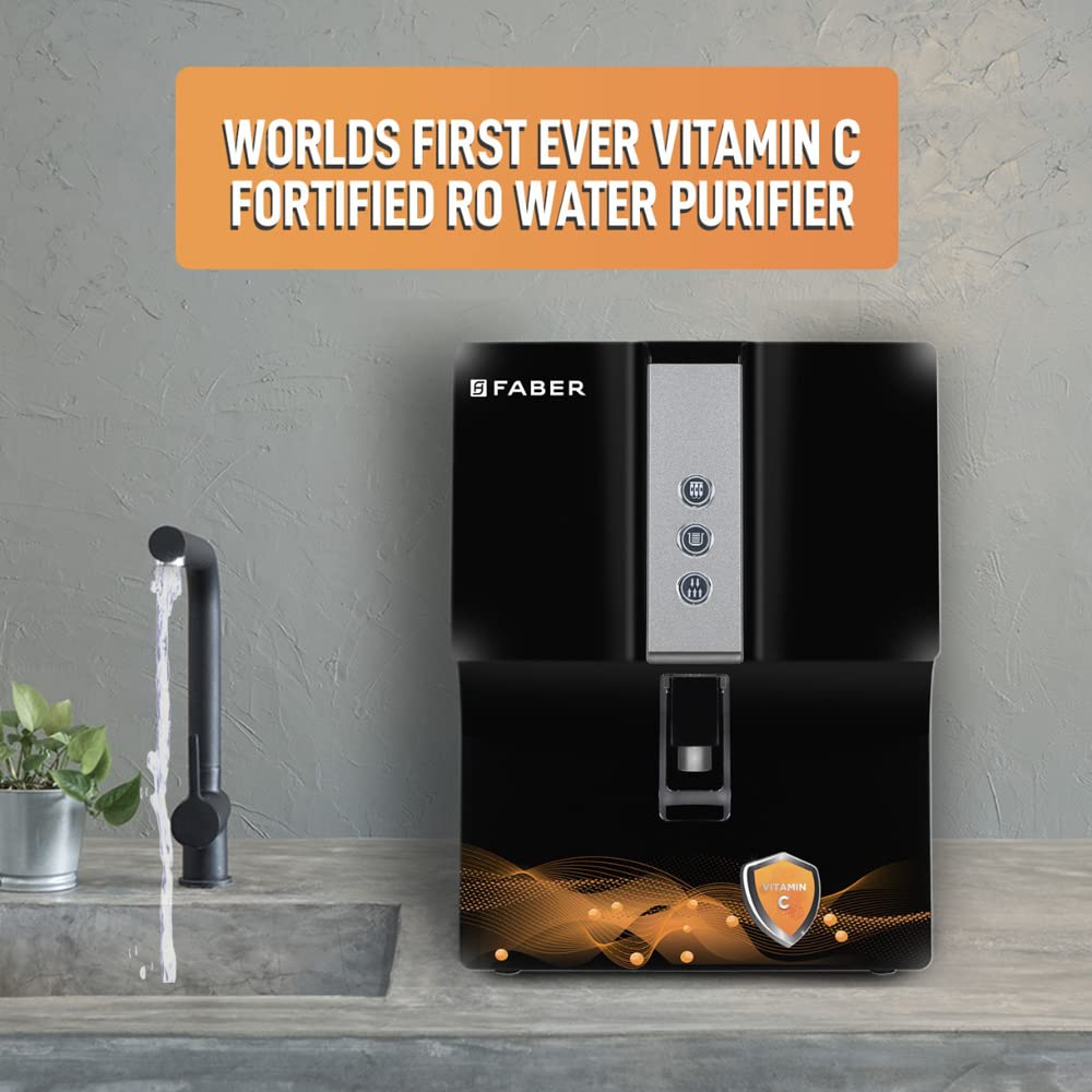 Faber RO+ MAT+Vitamin C,7 Liters Water purifier with 7Stage, Upto 2500 TDS, Black