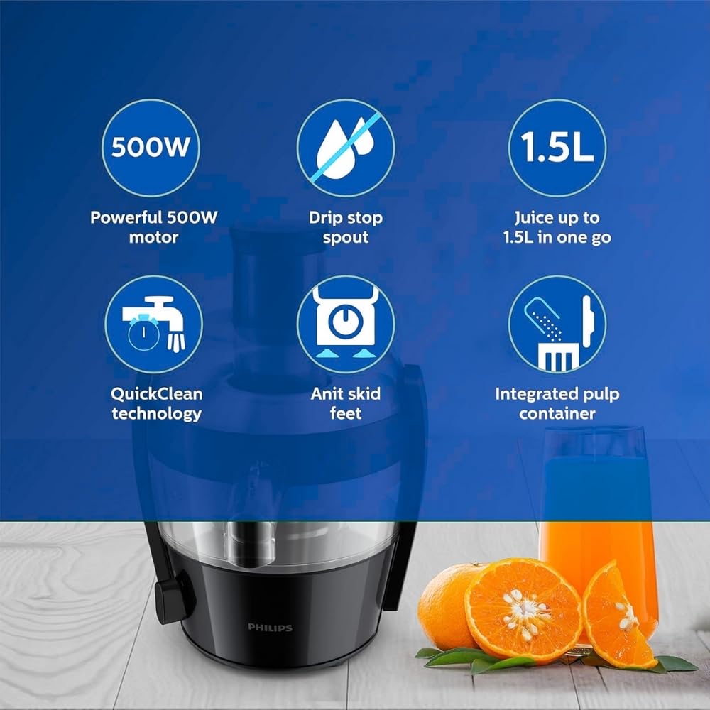 Philips HR1832/00 Centrifugal Juicer Fruits & Vegetables, 1.5L Capacity