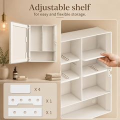 Plantex Bathroom Cabinet with Mirror/ABS Bathroom Storage Cabinet/Wall Mounted Bathroom Cabinet/Mirror with Storage for Bathroom(14x18 Inch, White)-6