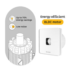 atomberg Studio+ Exhaust Fan 150mm (6 Inches) | BLDC Motor | 6.8W| Low Noise | 2000 RPM| Ideal for Bathroom,Kitchen | Easy to Clean | Installation-Round Cut (153mm) | 2 Years Warranty | (Gloss White)