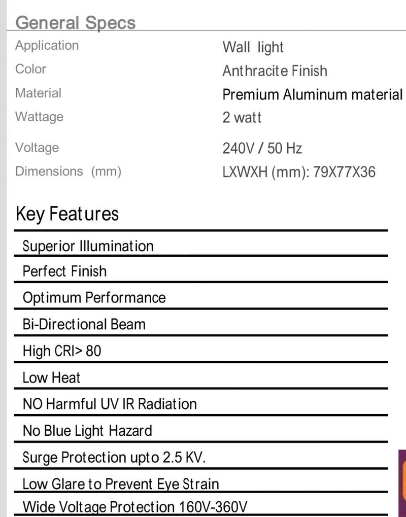 Philips 58159 Gamma 2W Single Head LED Walllight
