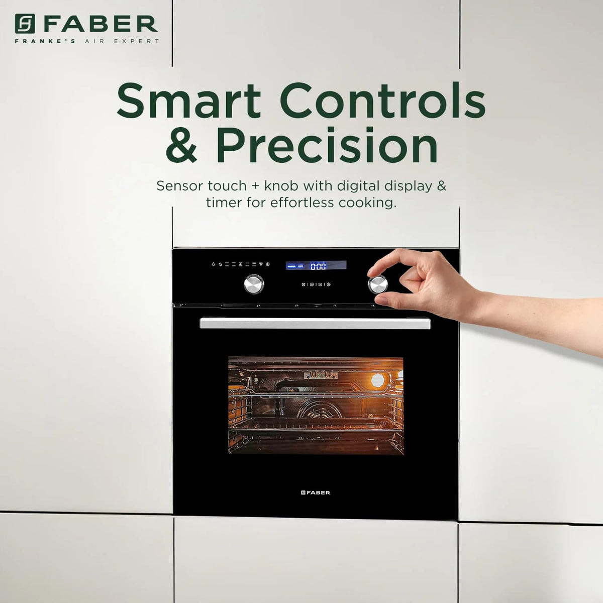 Faber 75L Built-in Convection Oven (FBIO 75L 9F BK, Full Black Glass) | 9 Cooking Functions with 3D Hot Air Circulation 