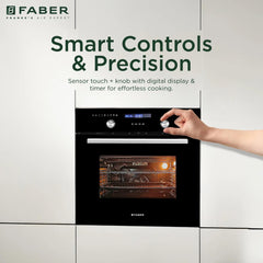 Faber 75L Built-in Convection Oven (FBIO 75L 9F BK, Full Black Glass) | 9 Cooking Functions with 3D Hot Air Circulation 