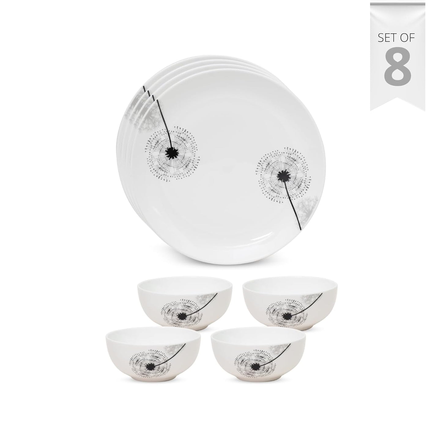 Clay Craft Fine Ceramic Eco Dinnerware, Enchanting Gold, for Family of 4, 8-Piece Dinner Set