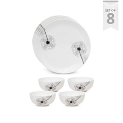 Clay Craft Fine Ceramic Eco Dinnerware, Enchanting Gold, for Family of 4, 8-Piece Dinner Set