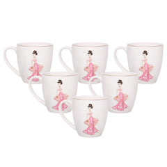 Clay Craft Fine Ceramic Barbie Printed Tea/Coffee Set of 6-200 ml Each (Barbie 362), Tea Cup Set of 6, Microwave & Dishwasher Safe, Mugs for Coffee, Cups Set of 6, Mug Set, Gift Set, Ideal for Gifting