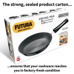 Hawkins Futura 22 cm Frying Pan, Hard Anodised Fry Pan with Stainless Steel Lid, Induction Compatible, Black