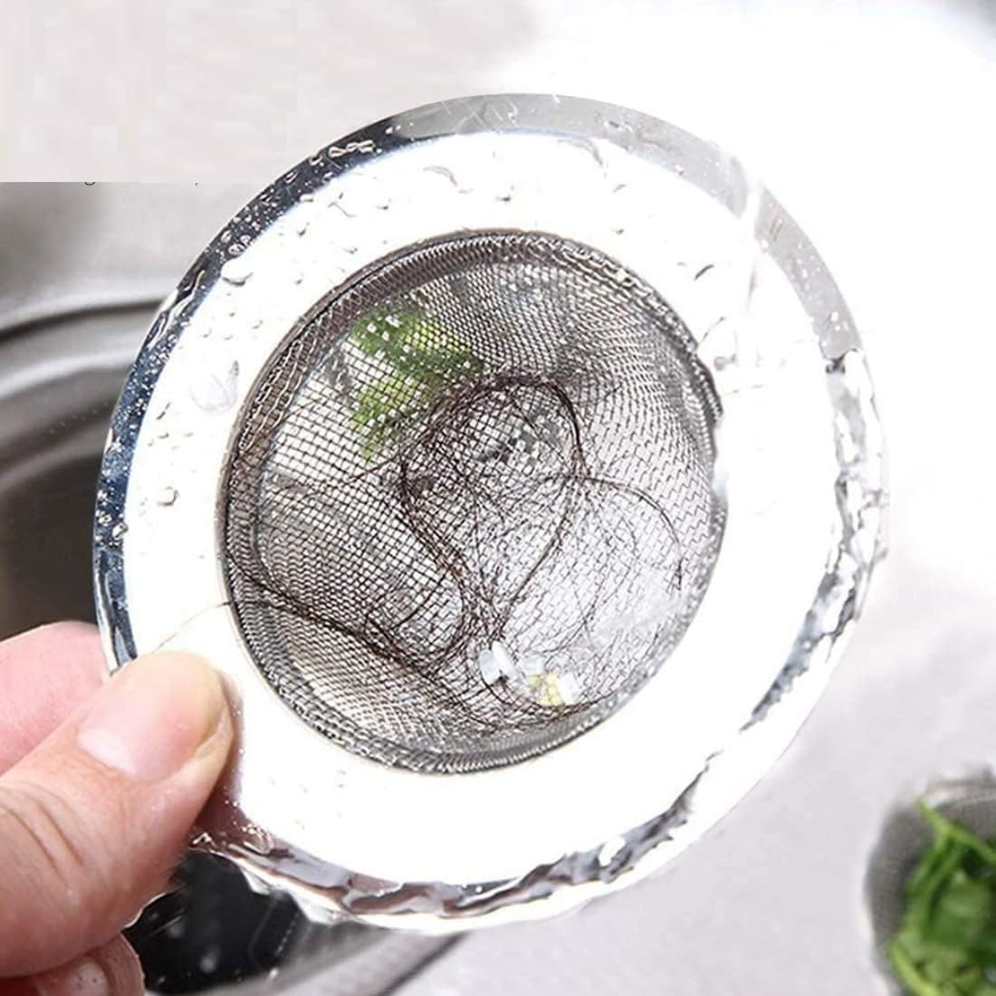 Dynore Stainless Steel Sink Strainer Kitchen Drain Basin Basket Filter Stopper Drainer/SS Sink Jali (4 Inch / 10.5 cm) Pack of 2