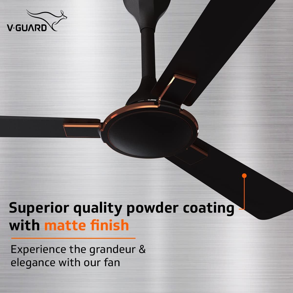 V-Guard Enlance VX Anti Dust High Speed Designer Ceiling Fan| Energy Efficient |1200mm Sweep | 340 RPM Speed l 100% Copper Motor | Dust Repellent Technology (CHOCO BROWN GLO)