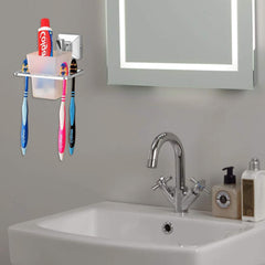 Plantex Heavy-Duty Stainless Steel Dual Folding Towel Rack/Holder/Towel Stand/304 Grade Stainless Steel Tooth Brush Holder/Tumbler Holder/Bathroom Accessories (Chrome)-6