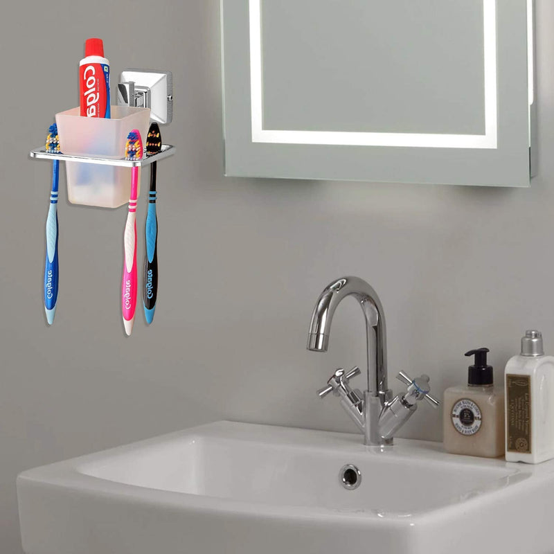 Plantex Heavy-Duty Stainless Steel Dual Folding Towel Rack/Holder/Towel Stand/304 Grade Stainless Steel Tooth Brush Holder/Tumbler Holder/Bathroom Accessories (Chrome)-6