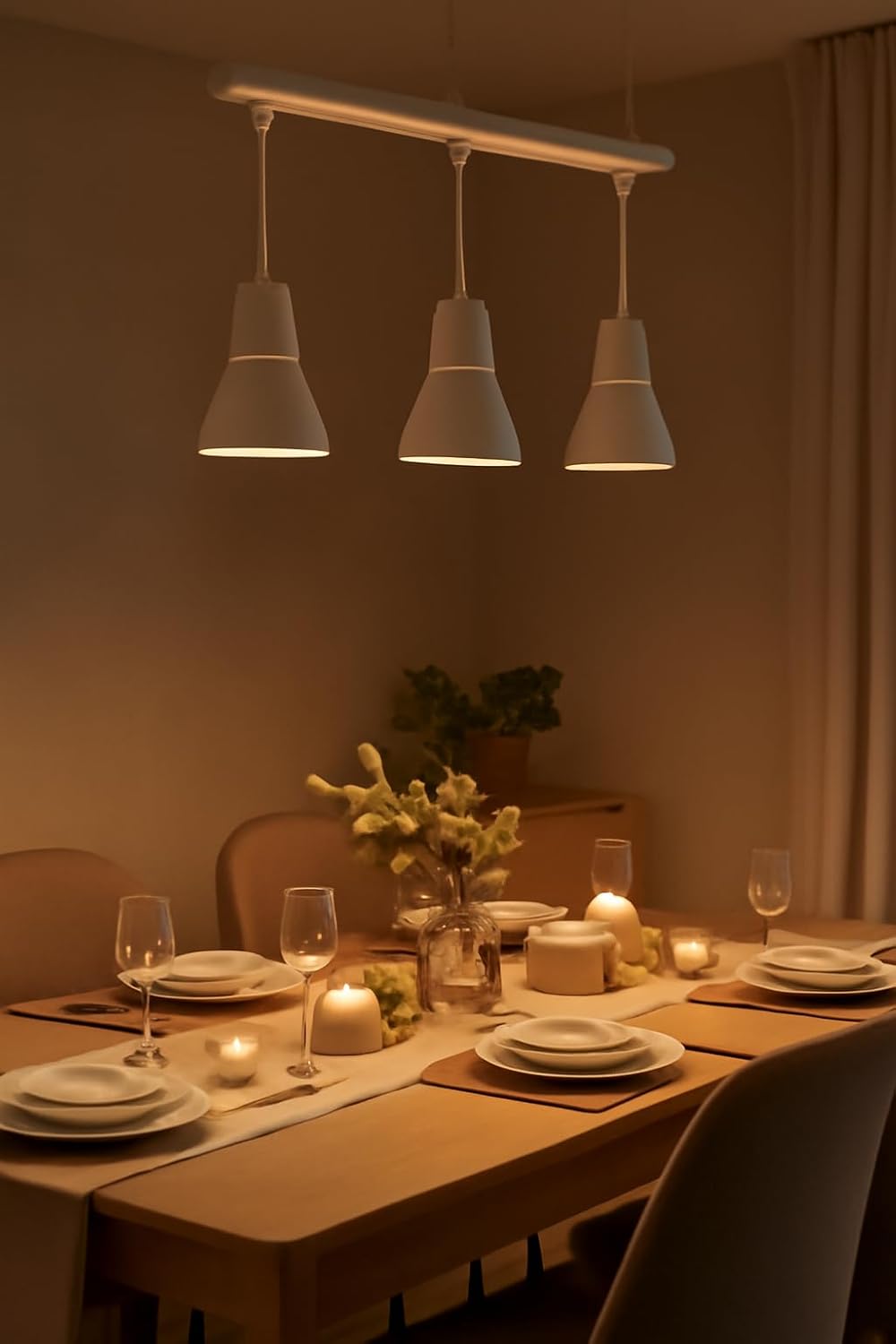 Philips 45053 Three Head Pendant White 3 X 9W, Decorative pendent for top of Dining Table and Breakfast