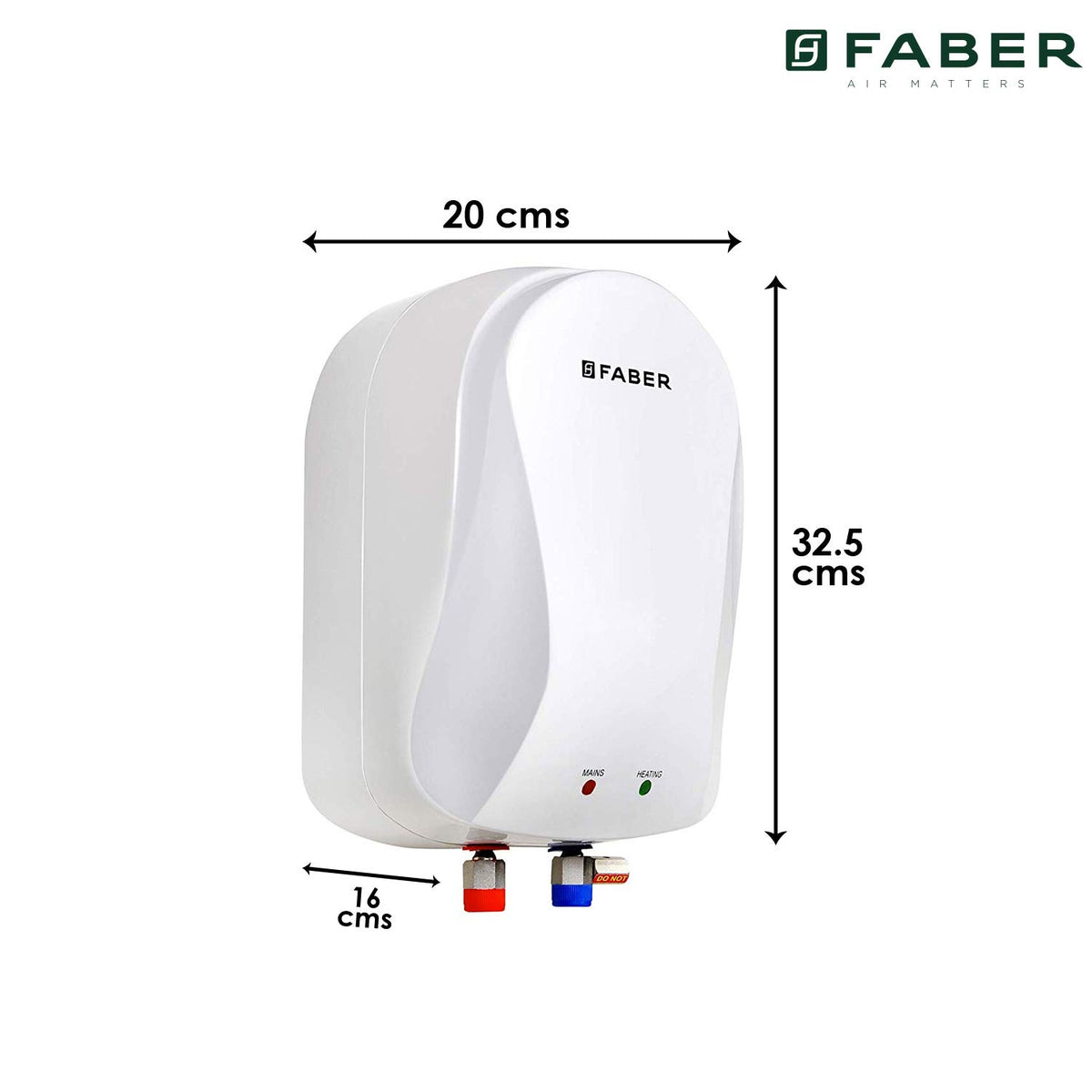 Faber Insta 1L/4.5kW Instant Water Heater | 1L Capacity, 8 Bar Working Pressure, ABS Body, SS 304 Tank, Power & Heating 