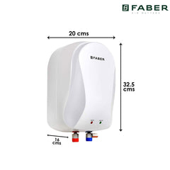 Faber Insta 1L/4.5kW Instant Water Heater | 1L Capacity, 8 Bar Working Pressure, ABS Body, SS 304 Tank, Power & Heating 
