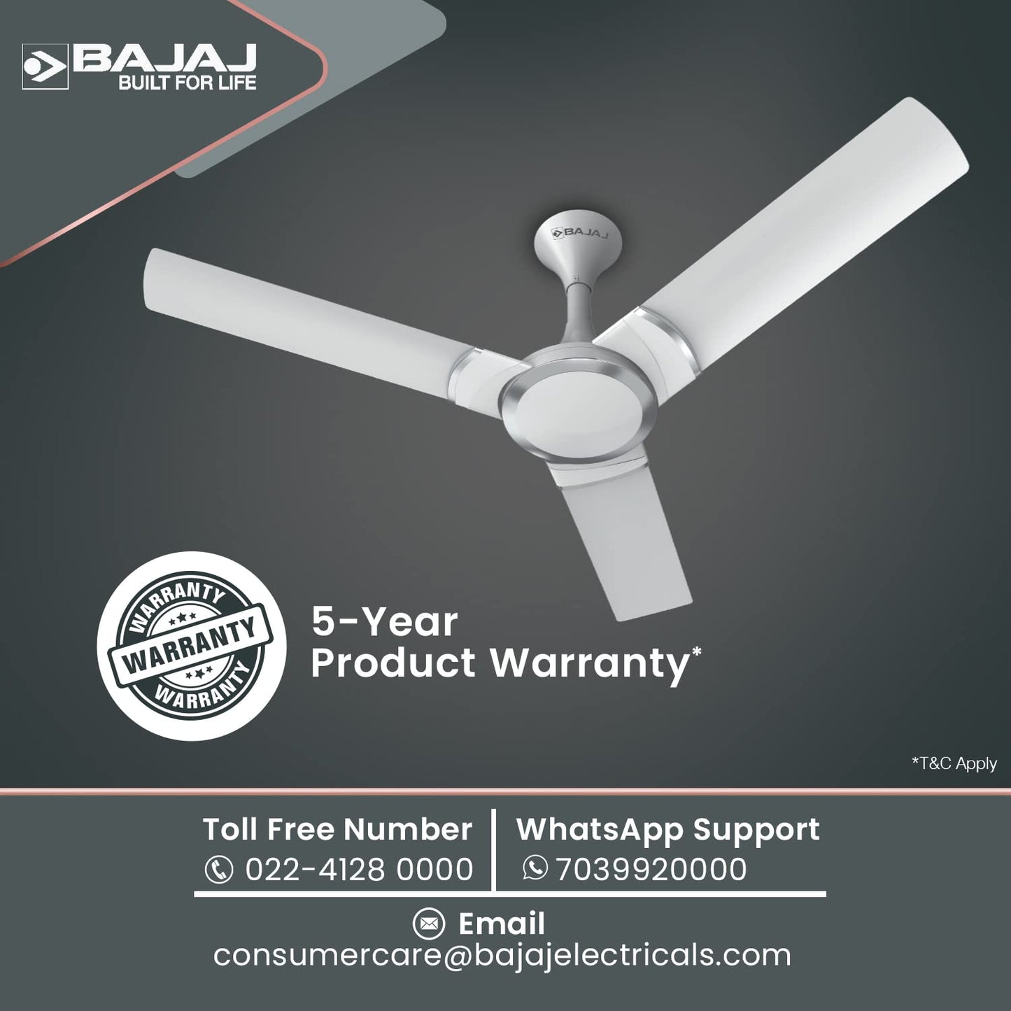 Bajaj Stylo 12S2 1200MM Ceiling Fans for Home | BEE-2 Star Rated Energy Efficient | SUPER 5TUFF TECHNOLOGY™ | SumoTuff Blades | High Air Delivery & High Speed | 5-Yrs Warranty 【Sparkle White】