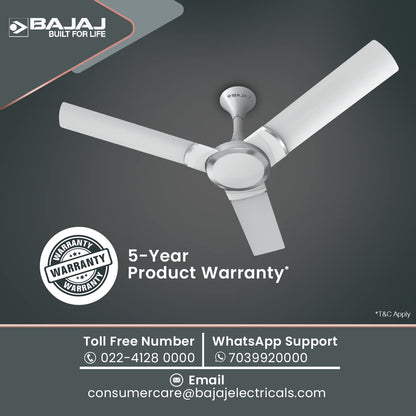 Bajaj Stylo 12S2 1200MM Ceiling Fans for Home | BEE-2 Star Rated Energy Efficient | SUPER 5TUFF TECHNOLOGY™ | SumoTuff Blades | High Air Delivery & High Speed | 5-Yrs Warranty 【Sparkle White】