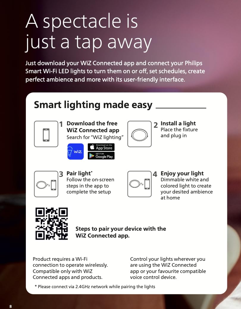 Philips Smart WiFi Aura LED Downlight (Wiz Connected) (Warm White to cool, B0F948MCGH)