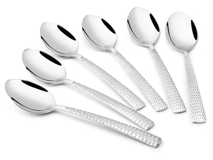 Dynore Stainless Steel Hammered Design 12 Pieces Dinner Spoons Set for Home/Kitchen/Restaurant