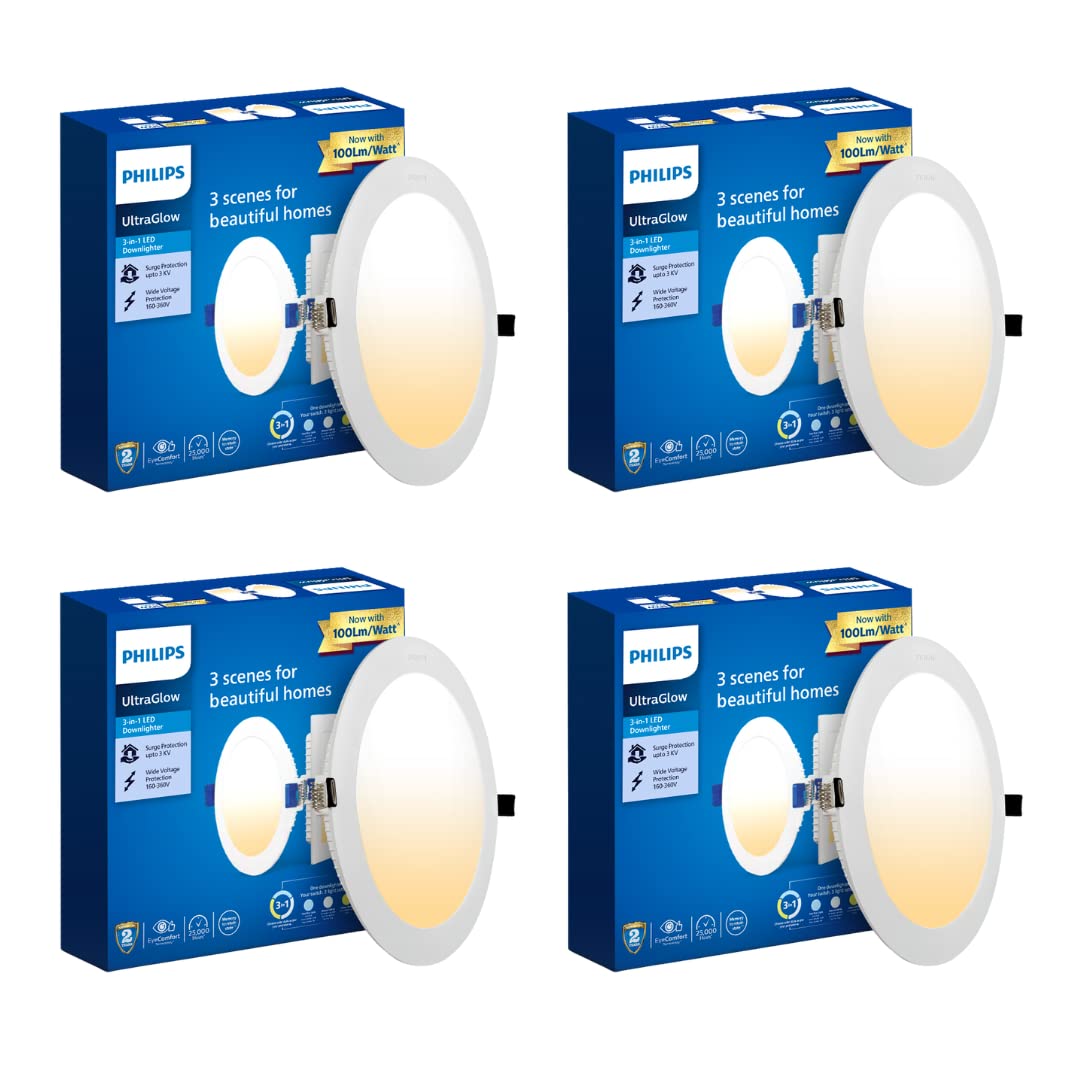 Philips Ultra Glow 10-watt Round LED Downlighter (Pack of 4)