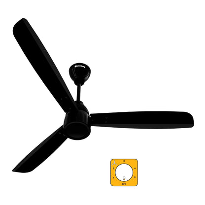 atomberg Renesa Prime 1200mm BLDC Ceiling Fan Compatible with Regulators | Without Remote | BEE 5 star Rated Energy Efficient Ceiling Fan | High Air Delivery (Gloss Black)