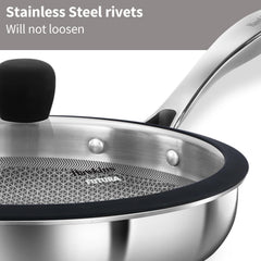 Hawkins Pro 26 cm Shielded Nonstick Triply Frying Pan, Fry Pan with Stainless Steel Handle and Glass Lid, Silver (PSNF26G)