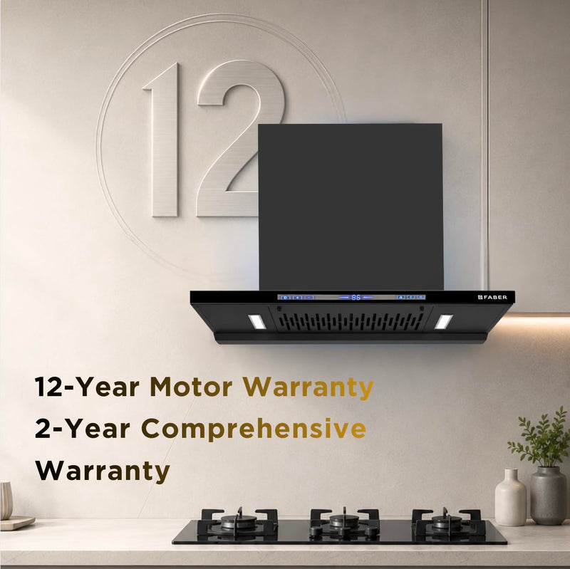 Faber SLIMX 75cm 1500m³/hr BLDC Autoclean Filterless T-Shape Chimney||Built In Oil Collector|Touch & Gesture Control|12Y
