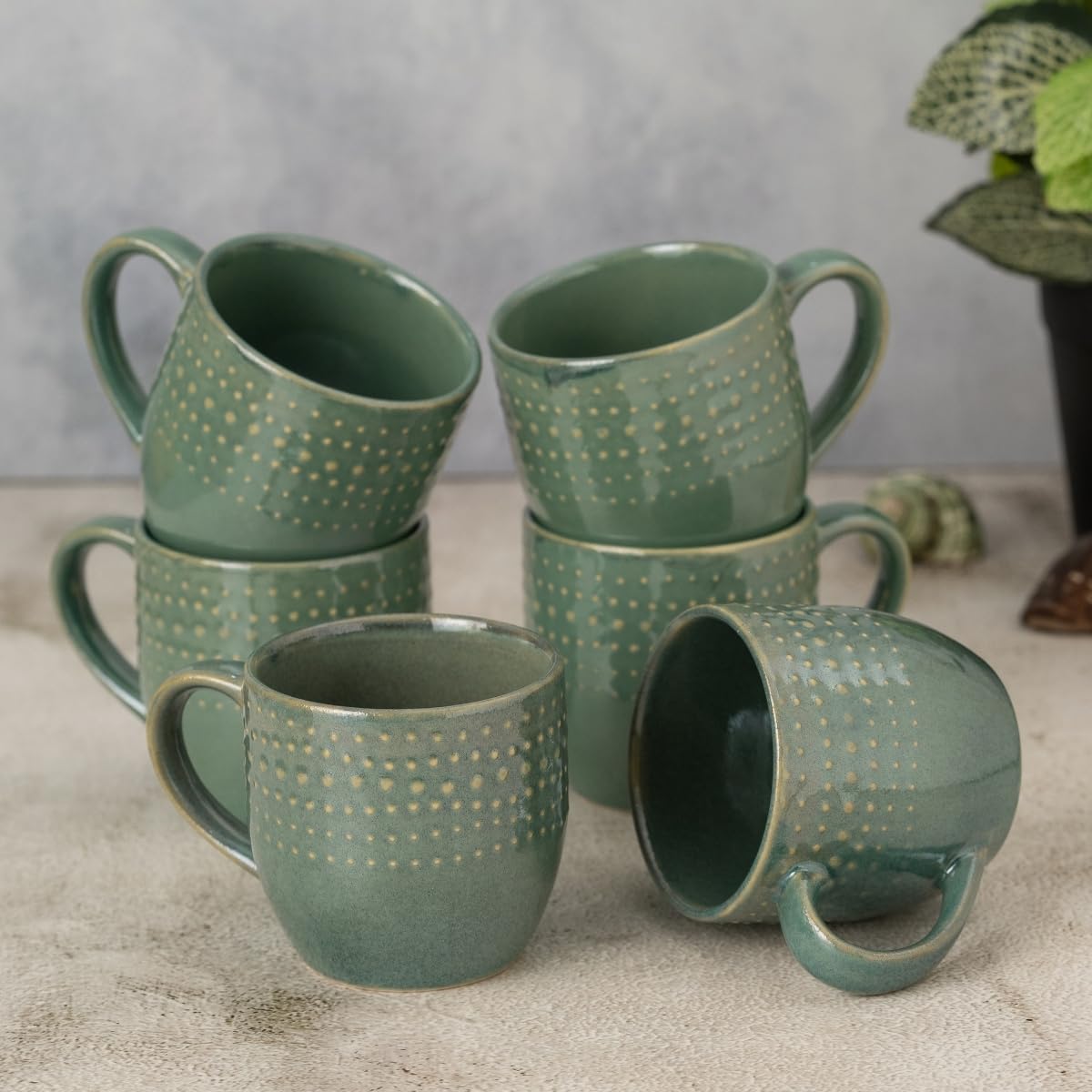 Clay Craft Fine Ceramic Apex Green Cups & Saucer, Set of 12, Cups for Tea & Coffee, Gift Set, Elegant Design for Home and Kitchen and Can Be Gifted to Your Loved Ones On Any Occassions