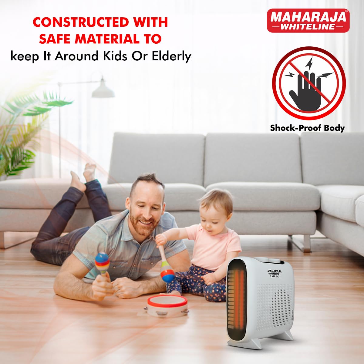 Maharaja Whiteline Flare Evo Room Heater | 2 Heating Element | 2000W - 1 Year Warranty (Grey & Black)