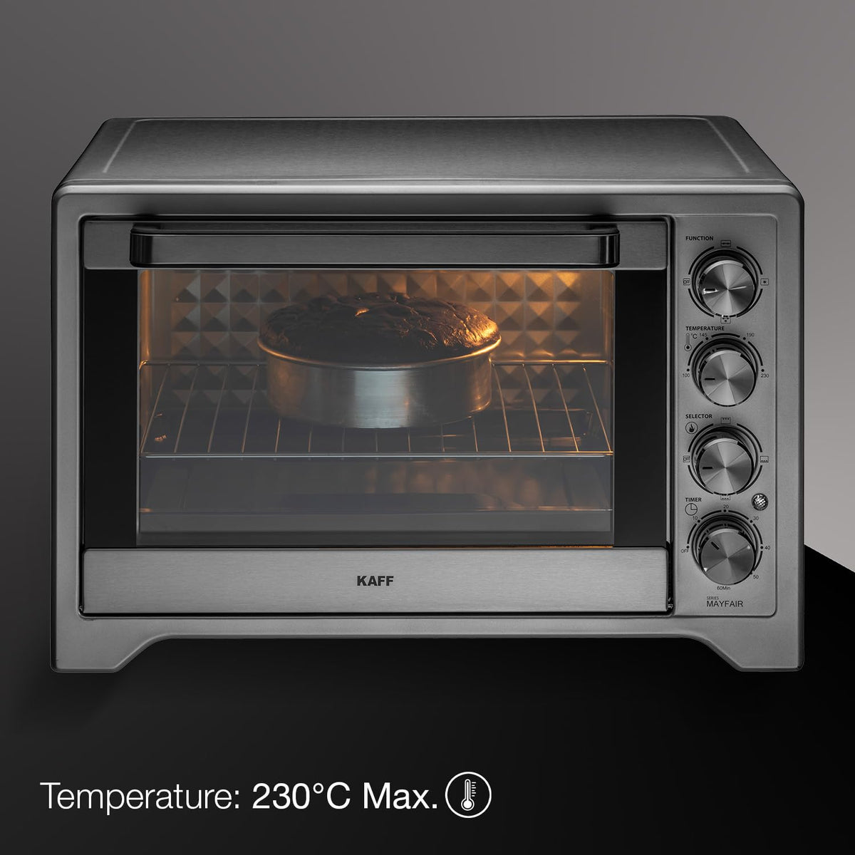 Kaff MFOT45-SS Electric Oven Toaster Grill (OTG) for Kitchen 45 Litre, 2000W with Rotisserie and Convection Fan | Stainl