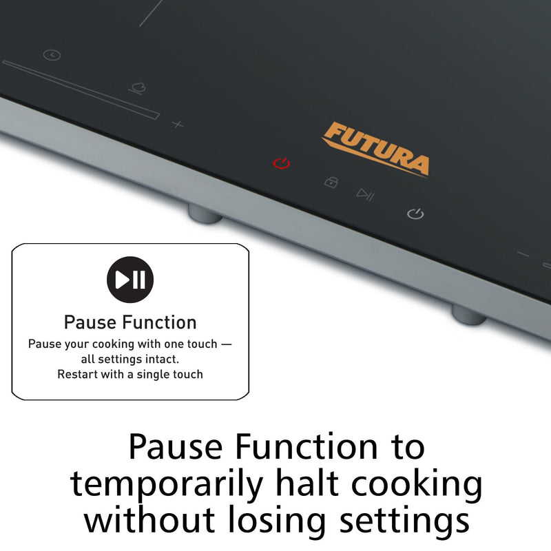 Hawkins Futura Dual Hob Induction Cooktop, 3600-W, Auto Cut-off, Child Lock, Intelligent Boil-Dry Protection, 20 Power Settings, Black (FIC2A1)
