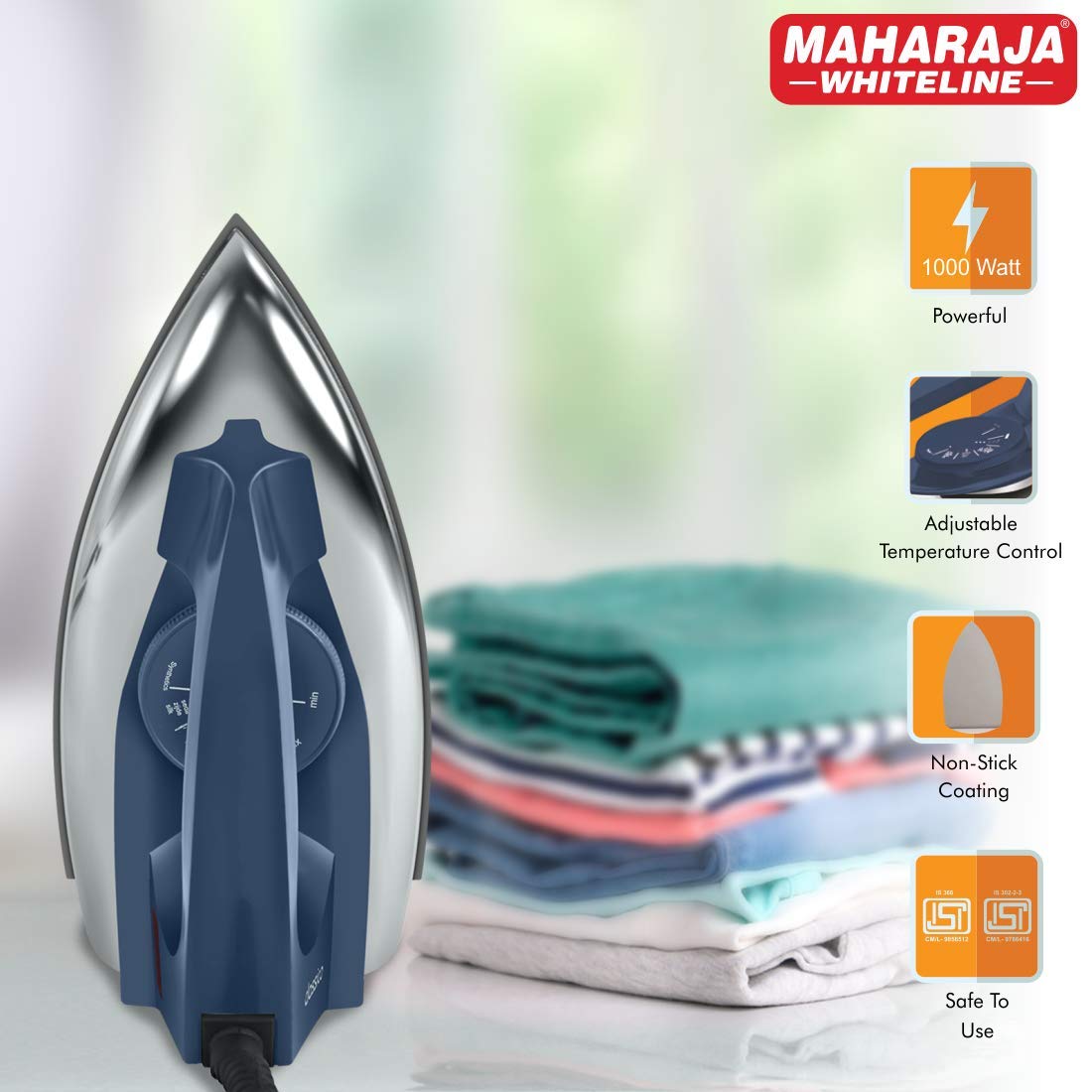 Maharaja Whiteline DI-109 1000-Watt Dry Iron (Classico Blue)