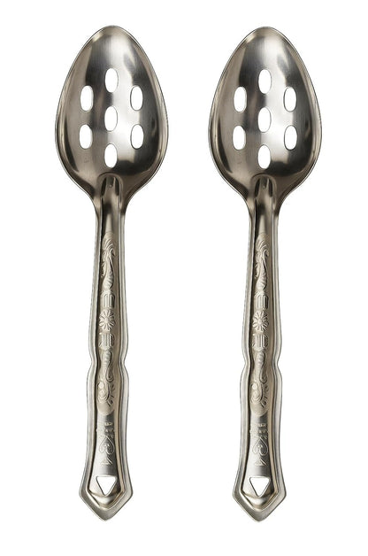 Dynore Stainless Steel Slotted/Plating/Pickle/Aachar Serving Spoon- Set of 2