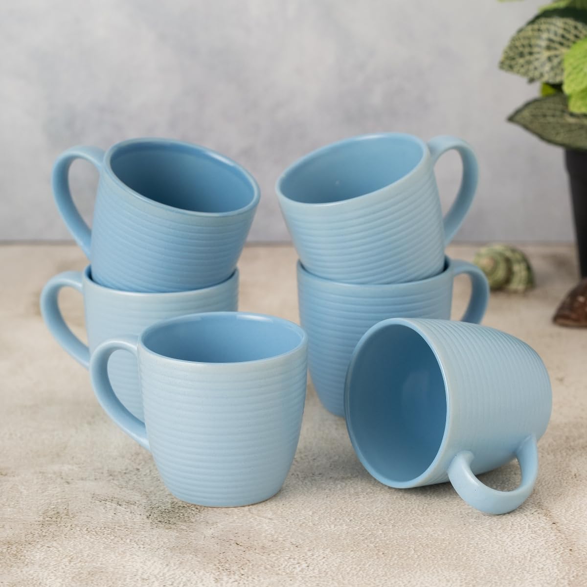 Clay Craft Fine Ceramic Horizon Blue Cups & Saucer, Set of 12, Cups for Tea & Coffee, Gift Set, Elegant Design for Home and Kitchen and Can Be Gifted to Your Loved Ones On Any Occassions