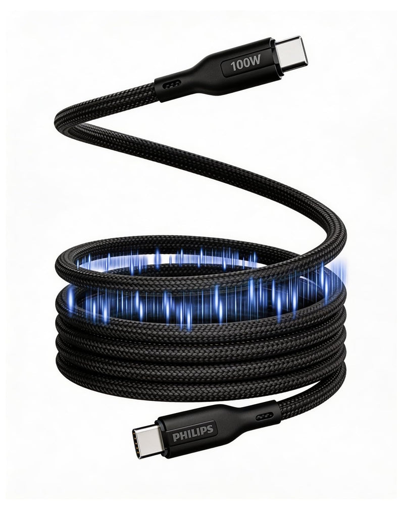 Philips 100W Magnetic Type C to Type C Fast Charging Cable (B0FMHXTT58)