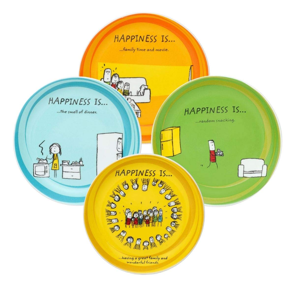 Clay Craft Ceramic Plate - Set of 4, Multicolor, Standard (HS-PL-UR5.5-4PC) Happiness is, Inner Peace Bone China Milk Mug, 270ml/5.6cm, Multicolour
