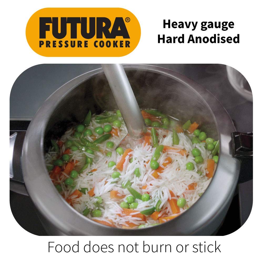 Hawkins Futura 4 Litre Pressure Cooker, Hard Anodised Pressure Cooker, Pan Cooker, Black (FP40)