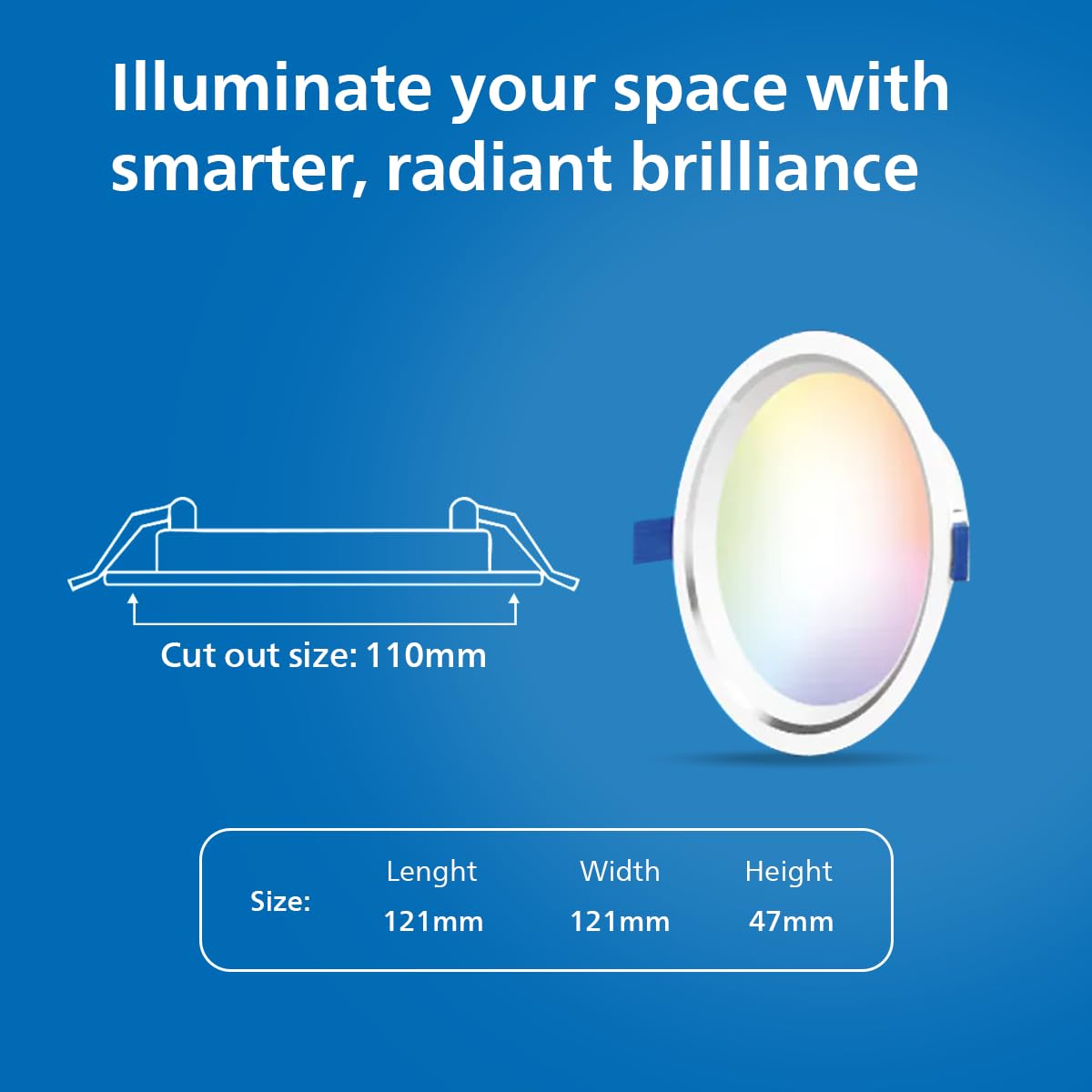 Philips 10W Smart Wi-Fi Aura Dimmable Downlight (White, B0G1Z246BP)