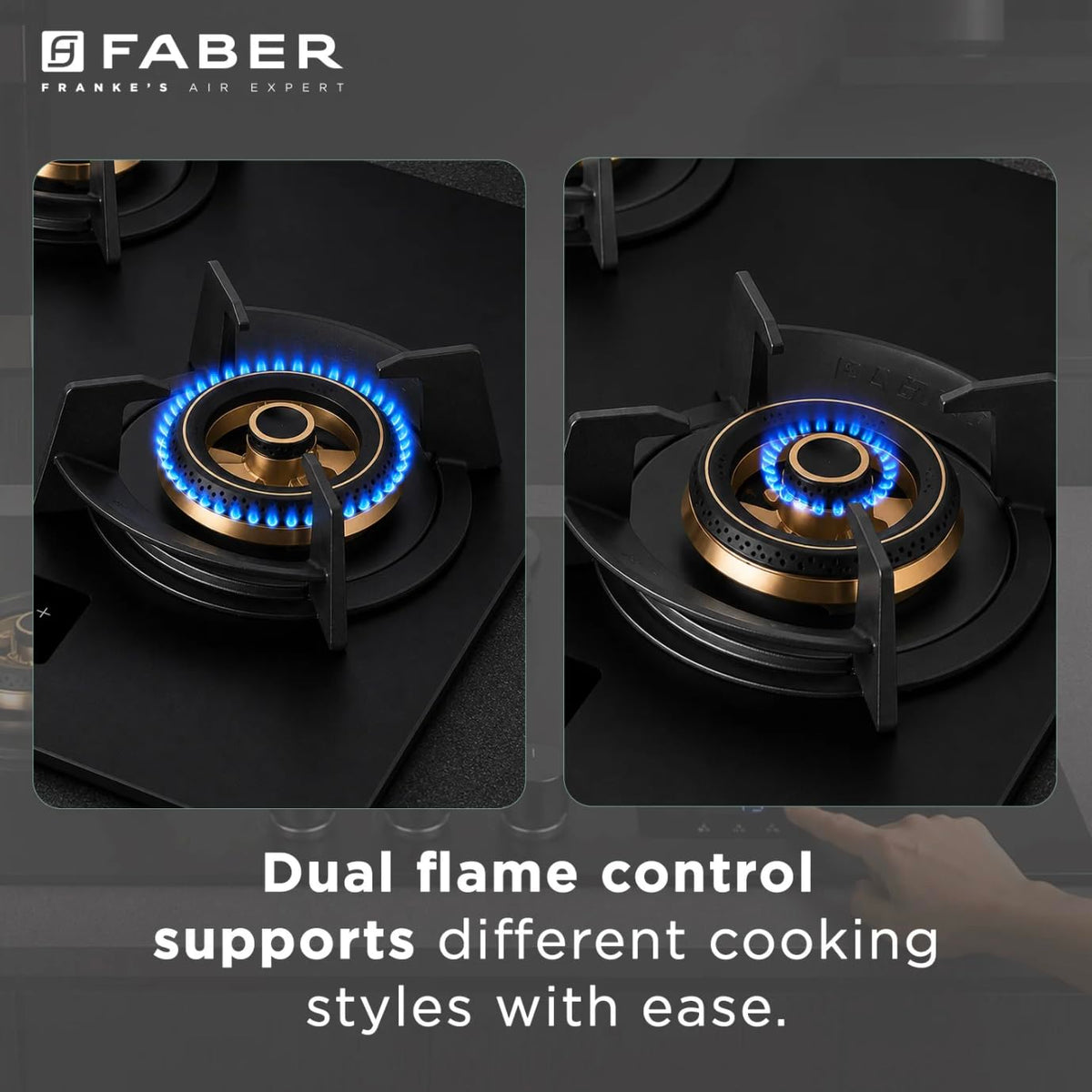 Faber 5 Burner 90Cm Hybrid HOB| Multiple Timer & Power Level Display |3.6Kw Brass Burner|Free Installation|2 Years Compr