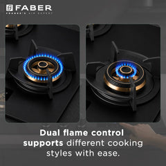 Faber 5 Burner 90Cm Hybrid HOB| Multiple Timer & Power Level Display |3.6Kw Brass Burner|Free Installation|2 Years Compr