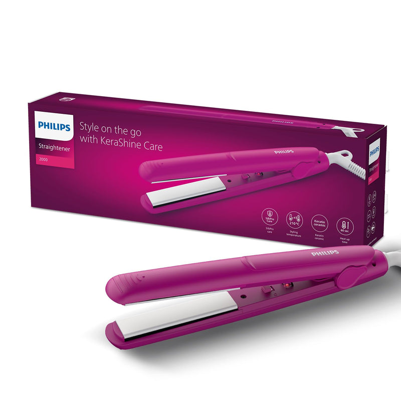 Philips Hair Straightener, Long-Lasting Salon like Results, Frizz Control,Shine (BHS252/00)