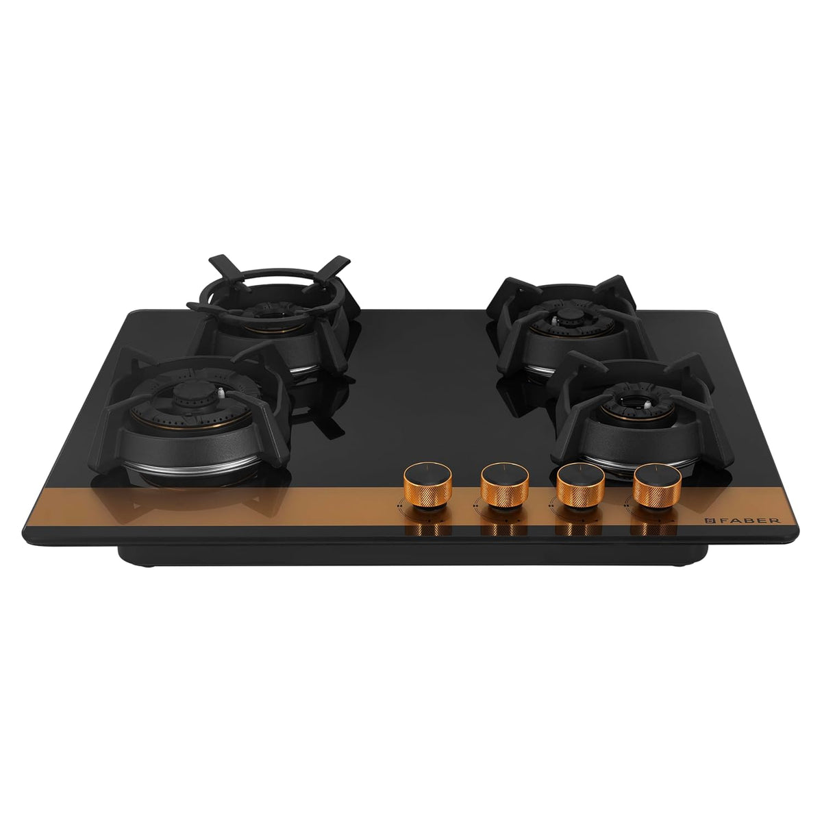 Faber 78cm 3Burner Gas Hob | Flame Failure Device | Cast Iron Pan Support | Metal Knobs | Dual Flame Burner | 8mm Toughe