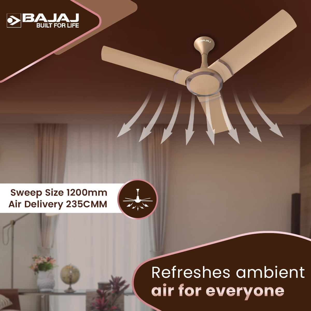 Bajaj Stylo 12S2 1200MM (48") Ceiling Fans for Home-5
